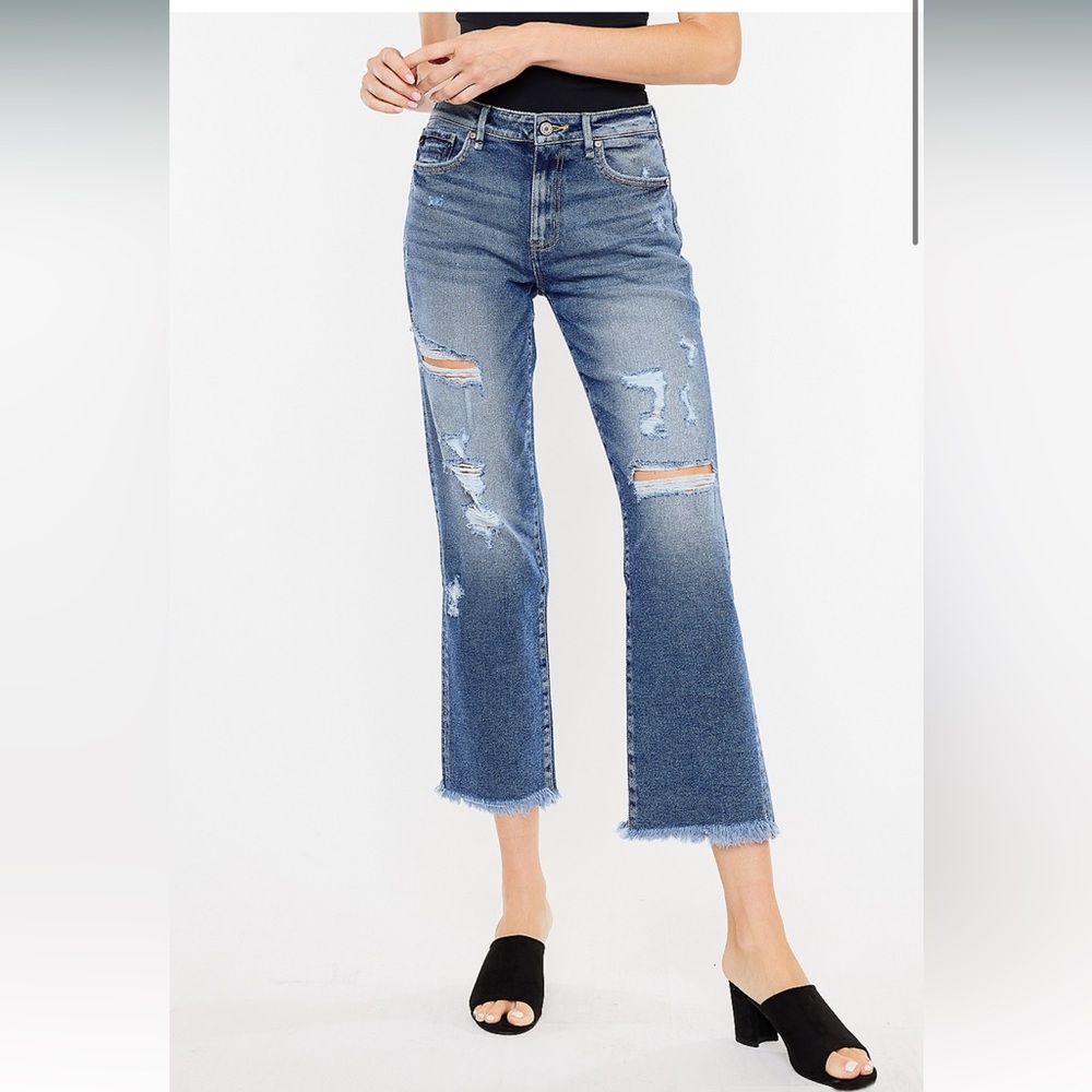 KanCan™ Ankle Straight High Rise Ripped Jean